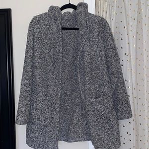 Thrifted hooded weather gray polyester cardigan